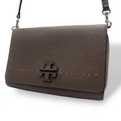 美品 TORY BURCH トリーバーチ レザー ショルダーウォレット ブラウン