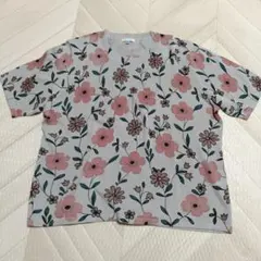 ★美品★AGASA/レナウン　総柄　花柄　半袖　ニット　13号のサムネイル