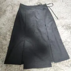 GU ダークグレー ラップスカート ひざ丈XS