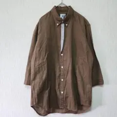 【TK】（L）リネン混ボタンダウンシャツ/七分袖/カジュアルシャツ/涼しげのサムネイル