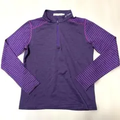 Foxfire 紫 ストライプ ハイネック 長袖シャツS2318番