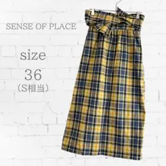 SENSE OF PLACE タイトスカート チェック柄 黄色 36 S