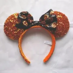 ディズニー ミニー ゴールド オレンジ カチューシャ スパンコール ハロウィン