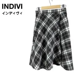 【美品】INDIVI インディヴィ タータンチェック フレアスカート M 日本製