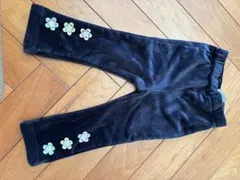 コーデュロイパンツ ダークブルー 花刺繍