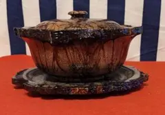 アンティーク 台湾製 菊花木圓糖果盒／菊の木製丸菓子箱