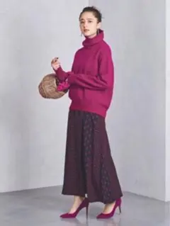 ユナイテッドアローズ UWSC ビットプリント スカート フレア ロングスカート