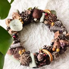 森の恵⭐️木の実たっぷりのナチュラルリース ❤️ハンドメイド　インテリア　贈り物のサムネイル