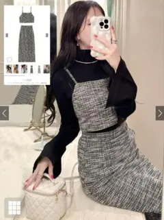 ツイードビスチェ×タイトスカートセットアップ[sm73]