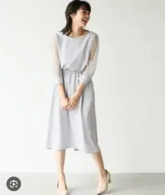 【apart by lowrys】OCドットチュールワンピース グレー M