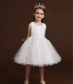 SHEIN キッズドレスホワイト4-7歳誕生日会結婚式フォーマル発表会七五三のサムネイル