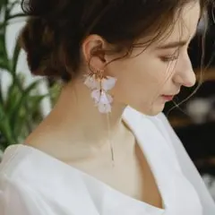 【値下げ】ksmily ブライダルピアス 結婚式 前撮り 花 ゴールド 卒花