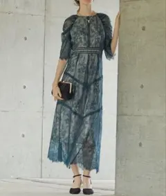 【美品・着用1回】DorryDollショルダーギャザーラッセルレースワンピース