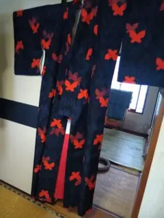 彼岸花(曼珠沙華)柄 浴衣 千鳥格子柄帯付き - メルカリ
