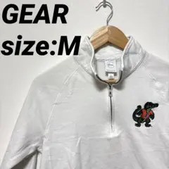 寅*様 【US古着】GEAR ハーフジップ トレーナー 刺繍ロゴ ワンポイントロ