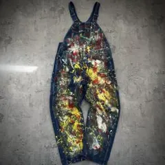 【KEY】キー（40×32）デニムオーバーオール＊ペンキ加工＊ワーク＊バギーのサムネイル