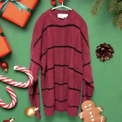 人気 トップス 可愛い 赤 レッド ニットセーター ボーダー セーター 春 あか