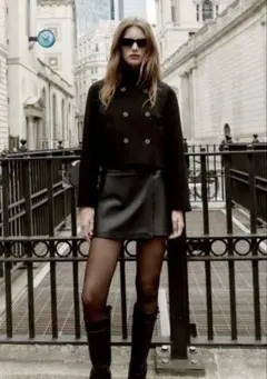 ZARA フェイクレザー ラップスコート　ミニスカート　パンツ