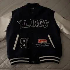 XLARGE スタジャン ネイビー×ホワイト 刺繍ロゴ Mのサムネイル