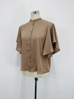 ⭐︎GRL⭐︎合わせやすい⭐︎バンドカラー⭐︎フレアスリーブ半袖ブラウスF【中古】C73