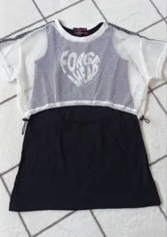 メッシュトップとノースリーブワンピセット