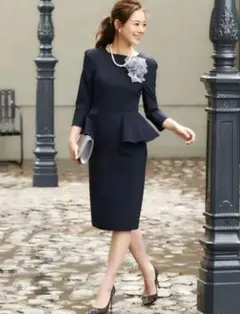 ルイルエブティック ペプラムワンピース L 黒　受験スーツ　入学式　卒業式