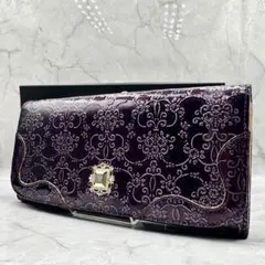 希少 アナスイ 長財布 ルーミー がま口フラップ ダマスクローズ ラメ 箱付