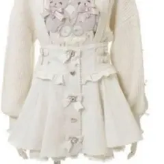 リズリサ LIZLISA ツイードサスペンダー付スカパン ホワイト