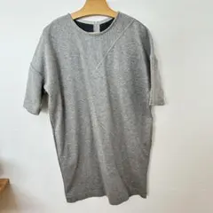 バックジップ 半袖ワンピース　チュニック　スウェット素材 グレー　J.PRESSのサムネイル