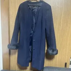 CECIL McBEE ネイビー ファー付きロングコート