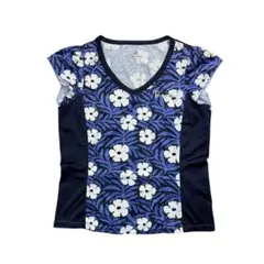 パラディーゾ テニスウェア レディース Vネック 半袖 トップス 花柄 ネイビーのサムネイル