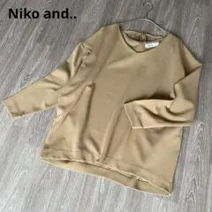 Niko and.. 春ニット カットソー L 長袖 Vネック リボン ブラウン