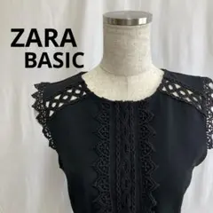 ZARA BASICブラックレースノースリーブワンピース