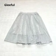 【Gleeful しまむら】膝丈スカート　サイドバックゴム　格子柄　メッシュ素材のサムネイル
