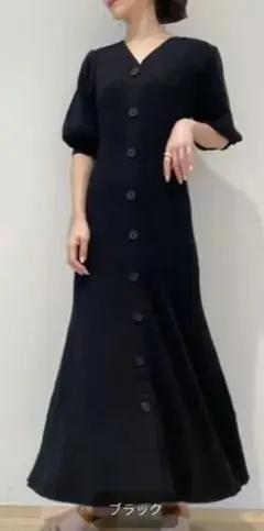 SNIDEL スナイデルフロントボタンニットワンピース ブラックサイズ1