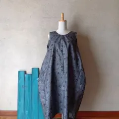 着物リメイク　紬コクーンワンピース