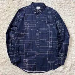 PS Paul Smith 長袖シャツ　ネイビー　総柄　Lのサムネイル