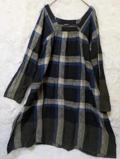 caliner チェック柄長袖ワンピース　美品のサムネイル