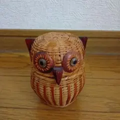フクロウ型 竹細工 小物入れ