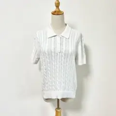 GIORDANO ジョルダーノ✨半袖ニットポロシャツ【Ｍ】ケーブル編み