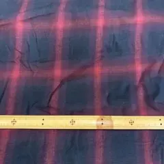 k9●先染めオンブレチェック生地　110cm×2ｍ　ツイル　赤×黒　片面起毛
