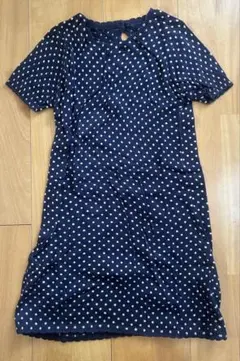 PETIT BATEAU ネイビー ドット 半袖ワンピース