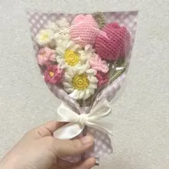 毛糸の花束　枯れない花　あみぐるみ　フラワーブーケ　ニットフラワー　母の日のサムネイル