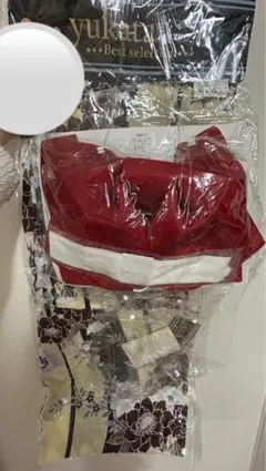 レディース 浴衣・帯セット 赤 花柄