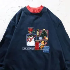 90’s Bobbie Brooks トレーナー クリスマス　雪だるま　刺繍