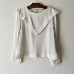 レトロ古着Vintage ホワイトビッグカラーブラウス