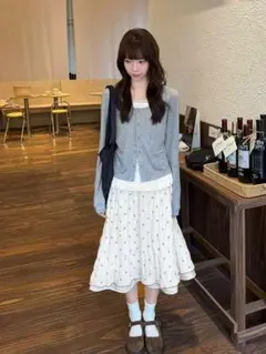 ドット柄キャミワンピース ロング丈