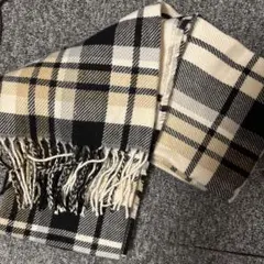 チェック柄マフラー 黒 ベージュ