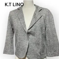 ケーティーリノ K.T LINO グレー ショートジャケット 麻 綿 レディース