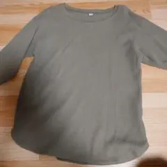 ワッフルクルーネックT Tシャツ ユニクロ 七分袖